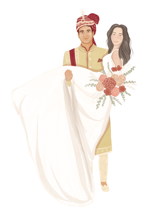 Illustration of the bride and groom